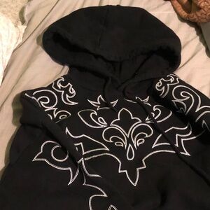 Nova Men Black Hoodie with White Embroidery
